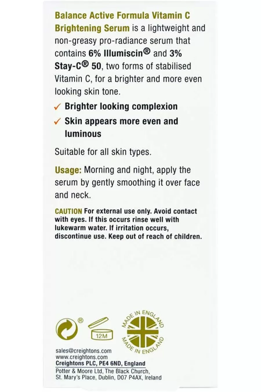 شفاف کننده و آبرسانی پوست روشن کننده قوی قوام پوست بالانس BALANCE سرم ویتامین C
