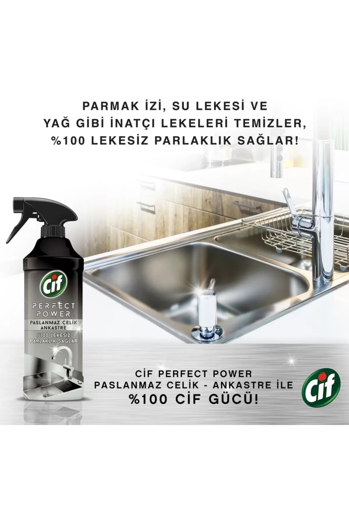 سیف Cif اسپری تمیز کننده استیل و شیر آلات