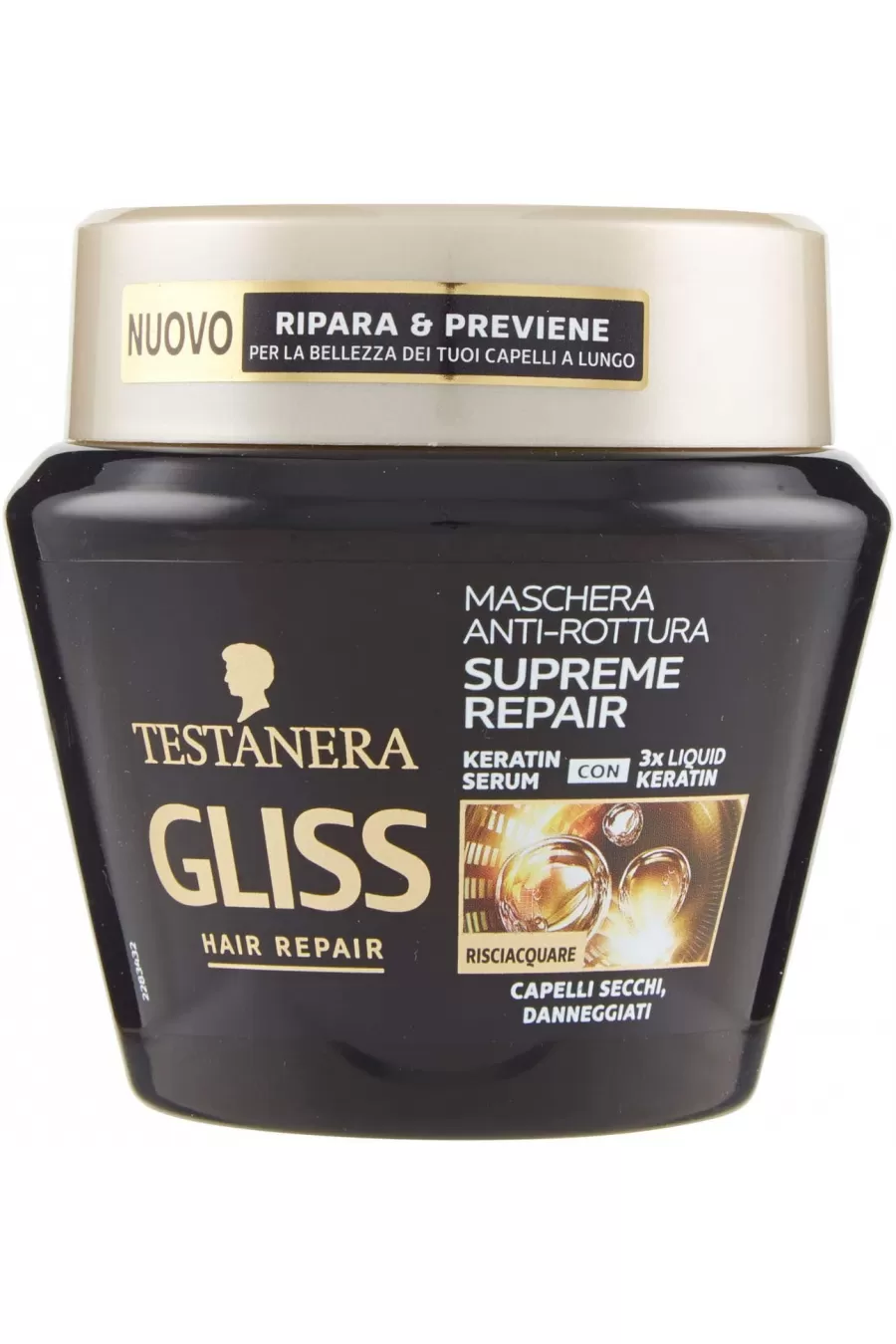 تهیه شده از ۹۵ درصد مواد طبیعی حاوی کراتین تغذیه کننده و تقویت کننده مو از بین برنده مو خوره SUPREME REPAIR گیلیس GLISS ماسک موی ترمیم کننده